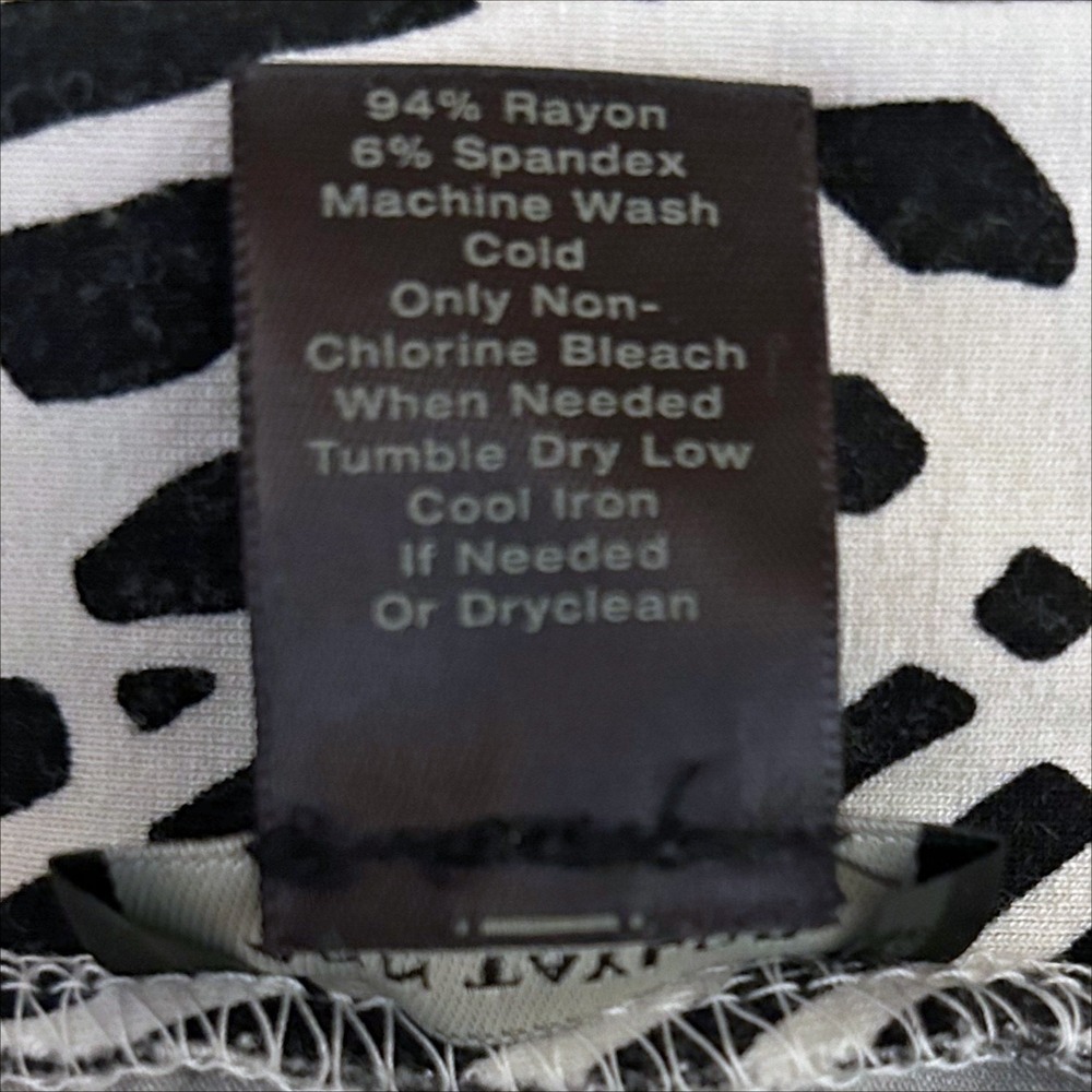 Ann Taylor Maxi Skirt Medium 8-10 Black White Geometric Print Stretch Knit Flowy - Picture 5 of 6
